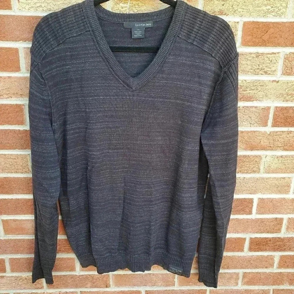 Calvin Klein Jeans Black Flecked Pullover Sweater Men's Size Large - Picture 1 of 10